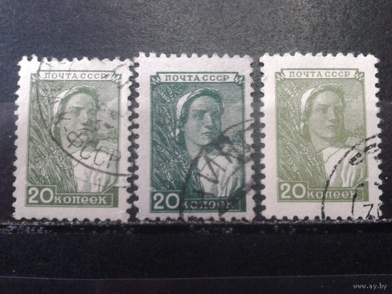1948-1957, стандарт, Колхозница, разный размер рисунка