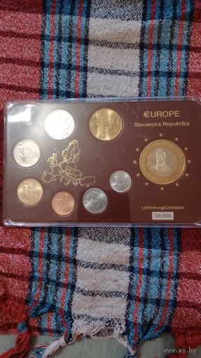 Словакия комплект монет 8 штук 1994-2003 с пробной евро unc.