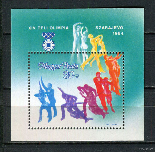 Венгрия - 1983 - Зимние Олимпийские игры - (пятна на клее) - [Mi. bl. 169] - 1 блок. MNH.  (Лот 41JM)-TG2P2