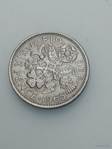 Великобритания  6 пенсов 1965 года .