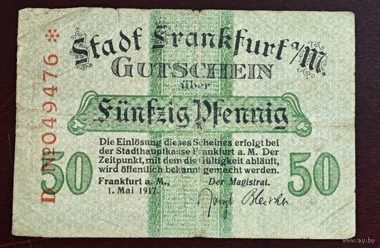 1917 год Германия 50 пфеннигов