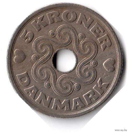 Дания. 5 крон. 1990 г.