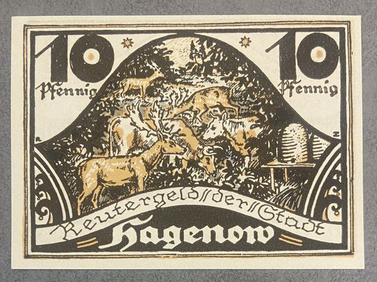 Нотгельд Хагенов 10 пфеннигов 1922 год. Веймарская республика.