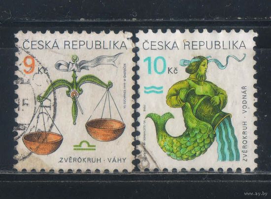 Чехия 1998-9 Знаки зодиака Весы Водолей Стандарт #200,217