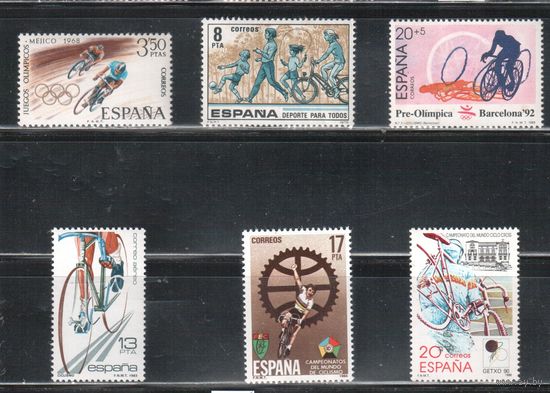 Испания-1968-1990(Мих.1779-)  **  ,   Спорт,  Велосипед, Велоспорт,6 марок