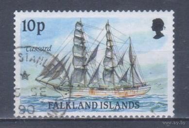 [1142] Фолкленды 1989. Корабли.Парусники. Гашеная марка.