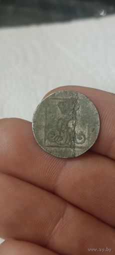 Один грош 1767 года в аварийном состоянии.