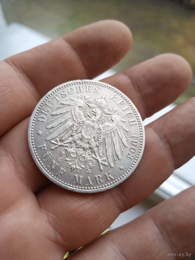 5 марок 1903 г Пруссия ( А- монетный двор Берлин)
