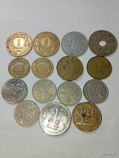 Сборный лот монет :  15 монет без повторов . С рубля