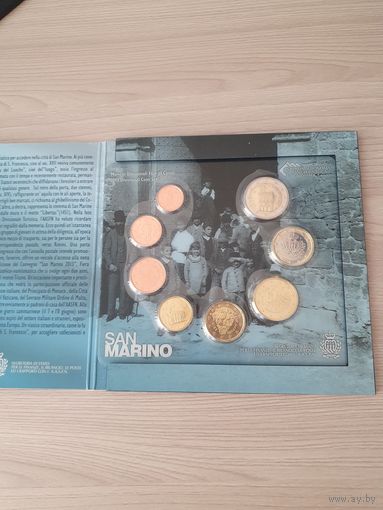 Сан-Марино 2013 год. 1, 2, 5, 10, 20, 50 евроцентов, 1, 2 евро. Официальный набор монет в буклете