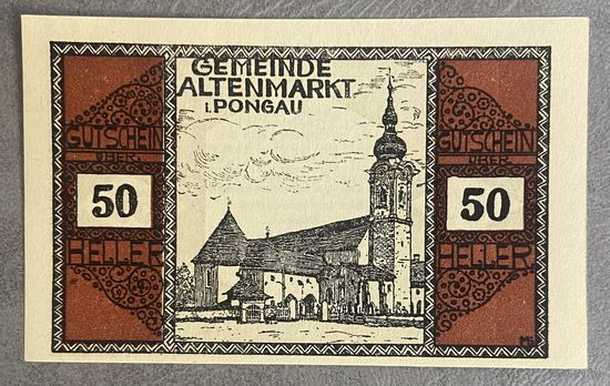 Нотгельды Австрия Альтенмаркт-им-Понгау, 50 геллеров 1920 год