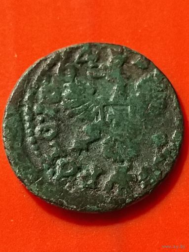 Солид (боратинка) 1664 г. польский герб. Ян II Казимир(5), без мц.