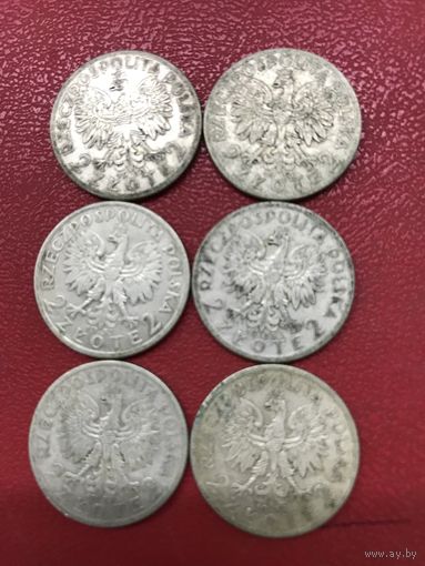 2 злотых 1932-1933г.цена за все.