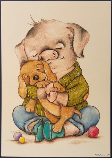 Сюжетная открытка. А.Поддубная. Россия.