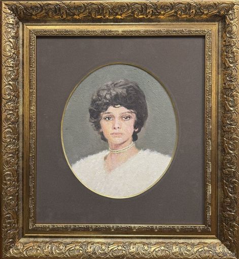 Бржозовский Г.Ф "Портрет дочери балерины Л.Г Бржозовской". ДВП, масло. Размер с рамой и паспарту 56,5х61 см.