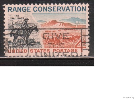 США-1961, (Мих.806) , гаш. , Ковбой, Живопись(одиночка)