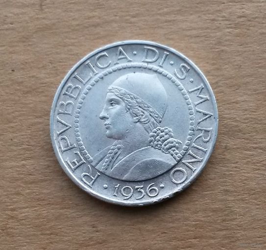 Сан-Марино, 5 лир 1936 г., серебро 0.835