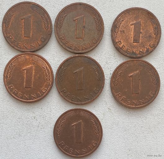 Германия 1 пфенниг 1989 г. J. Цена за 1 шт.