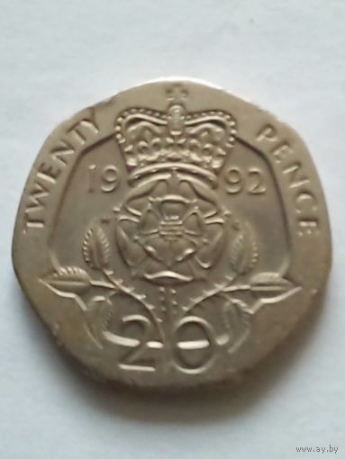 Великобритания.20 пенсов 1992 г.