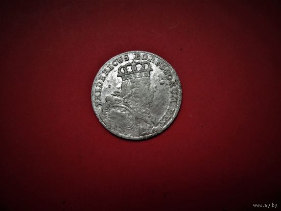 6 ГРОШЕЙ 1755г., (ШОСТАК) ПРУССИЯ. МОНЕТНЫЙ ДВОР "В" - Бреслау.