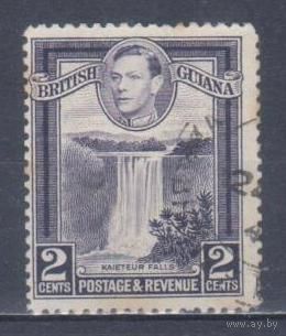 [1546] Британские колонии. Британская Гвиана 1938. Георг VI.Водопад. Гашеная марка.