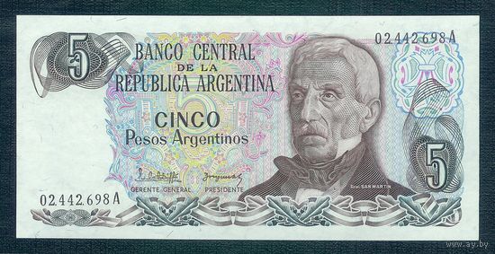 Аргентина 5 песо 1983-1984 год, UNC