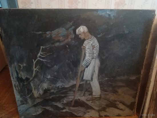 Лагун Владимир Андреевич 1922-2004г Член С/Х БССР ,участник ВОВ картина соцреализм холст масло 119-106см 1991год
