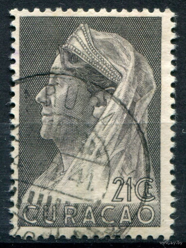 Нидерландские колонии - Кюрасао - 1936/39г. - королева Вильгельмина, печать Аруба, 21 с - 1 марка - гашёная [Mi 153]. #3-WB-89-A-1