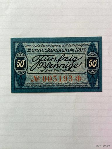 50 пфенигов (нотгельды) Германия г.Беннекенштайн -1402