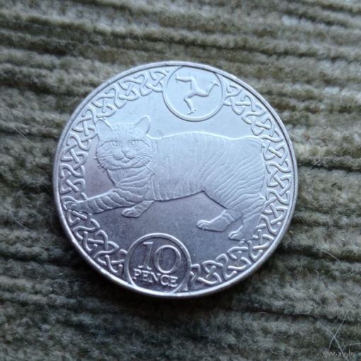 Werty71 Остров Мэн 10 пенсов 2017  кошка