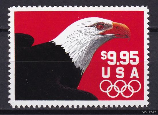 9.Us. США. Марка экспресс почты. Белоголовый орлан. 1991 г. Номинал 9,95$. Mi.#2147. MNH.
