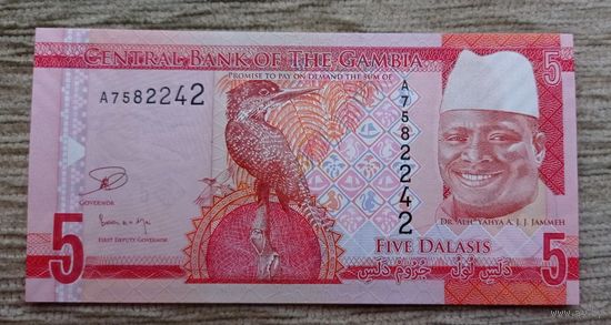 Werty71 Гамбия 5 даласи 2015 UNC банкнота