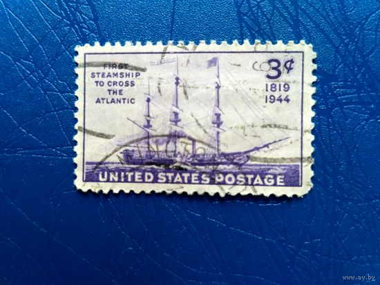 Марка США. 125 лет пересечению Атлантики. Корабль.  1944 (3)