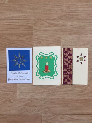 Открытки с Рождеством и НГ, Германия, ручная работа, 90-е гг.