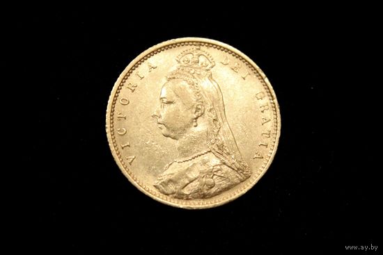 1/2 соверена 1890 г. Великобритания, Виктория. Штемпельный блеск!