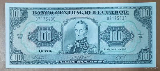 100 сукре 1991 года - Эквадор - UNC