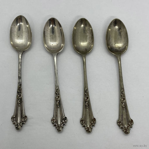 4 кофейные посеребренные ложки. Европа