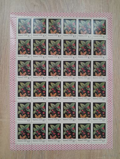 Лист 1982 г. Дикорастущие ягоды. Костяника 10 к.