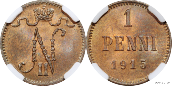 1 пенни 1915 ННР MS 64 BN