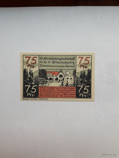 Нотгельд Германия Брауншвейг 75 пф. 1921