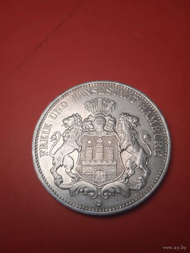 3 марки 1911 Германия. Гамбург. Серебро. С рубля. (14) Превосходное Состояие.