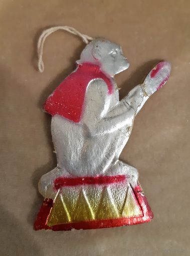 Игрушка ёлочная Мартышка и зеркало, картон. СССР