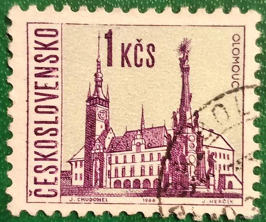 Чехословакия 1966. Ратуша и Колонна Пресвятой Троицы в городе Оломоуц