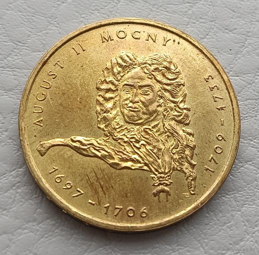 2 злотых 2002 год. "Август II Сильный (1697-1706; 1709-1733)"