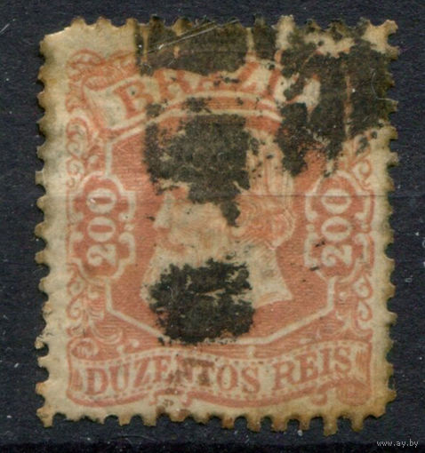 Бразилия - 1882/83г. - император Педро II, 200 R - 1 марка - гашёная. Без МЦ!