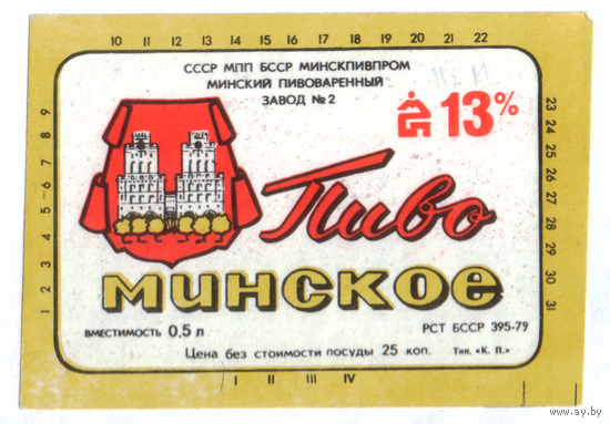 Этикетка пива Минское ПЗ Крыница М711