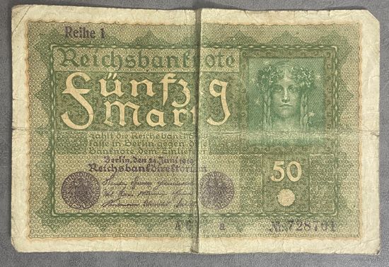 Банкнота 50 марок 1919 год. Веймарская республика.