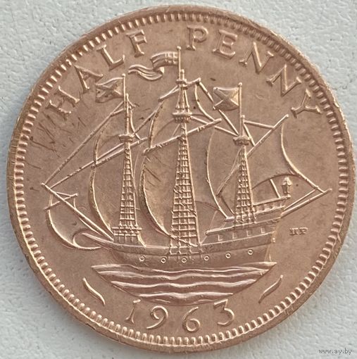 Великобритания 1/2 пенни 1963 г.