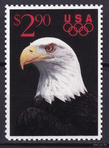 10.Us. США. Марка экспресс почты. 1991 Белоголовый орлан. 1991 г. Номинал 2,90$. Mi.#2154. MNH.