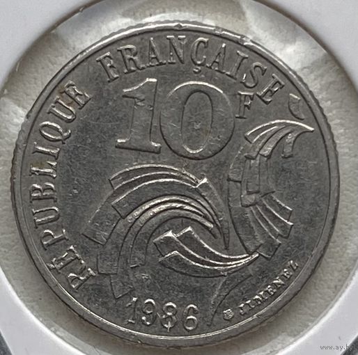 Франция 10 франков 1986 г. Свобода Равенство Братство. В холдере